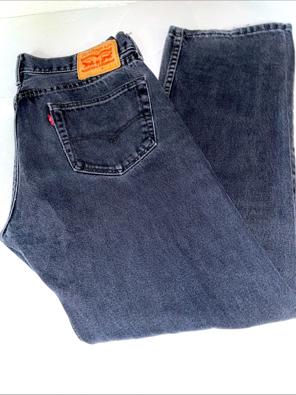 Men’s EUC VINTAGE LEVI’S 505 Reg Straight Sz  34/32 faded blk & grey faded Jeans - Picture 2 of 10